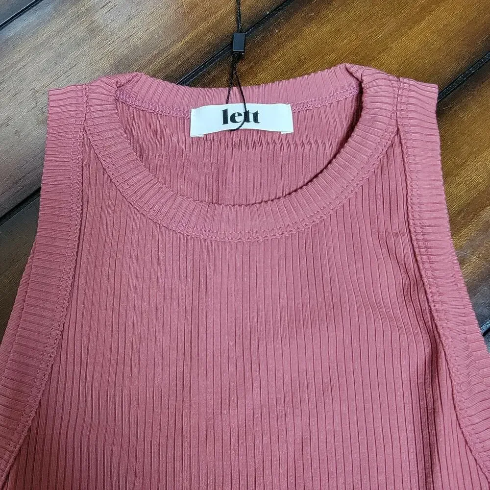 Lett Ventura High Neck Ribbed Tank Top Terracotta Mauve Women's Size Small - Picture 10 of 11